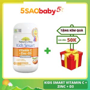 Kids Smart Vitamin C + Zinc + D3 lọ 75 viên