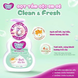 Bọt Tắm Gội Em Bé Bobby Clean & Fresh Chai 450ml ( xanh lá )