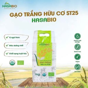 Gạo trắng hữu cơ ST25 Hasabio giàu dinh dưỡng gói 1kg